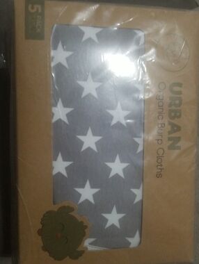 URBAN Gray Star Organic Burp Cloths - 5 Pack